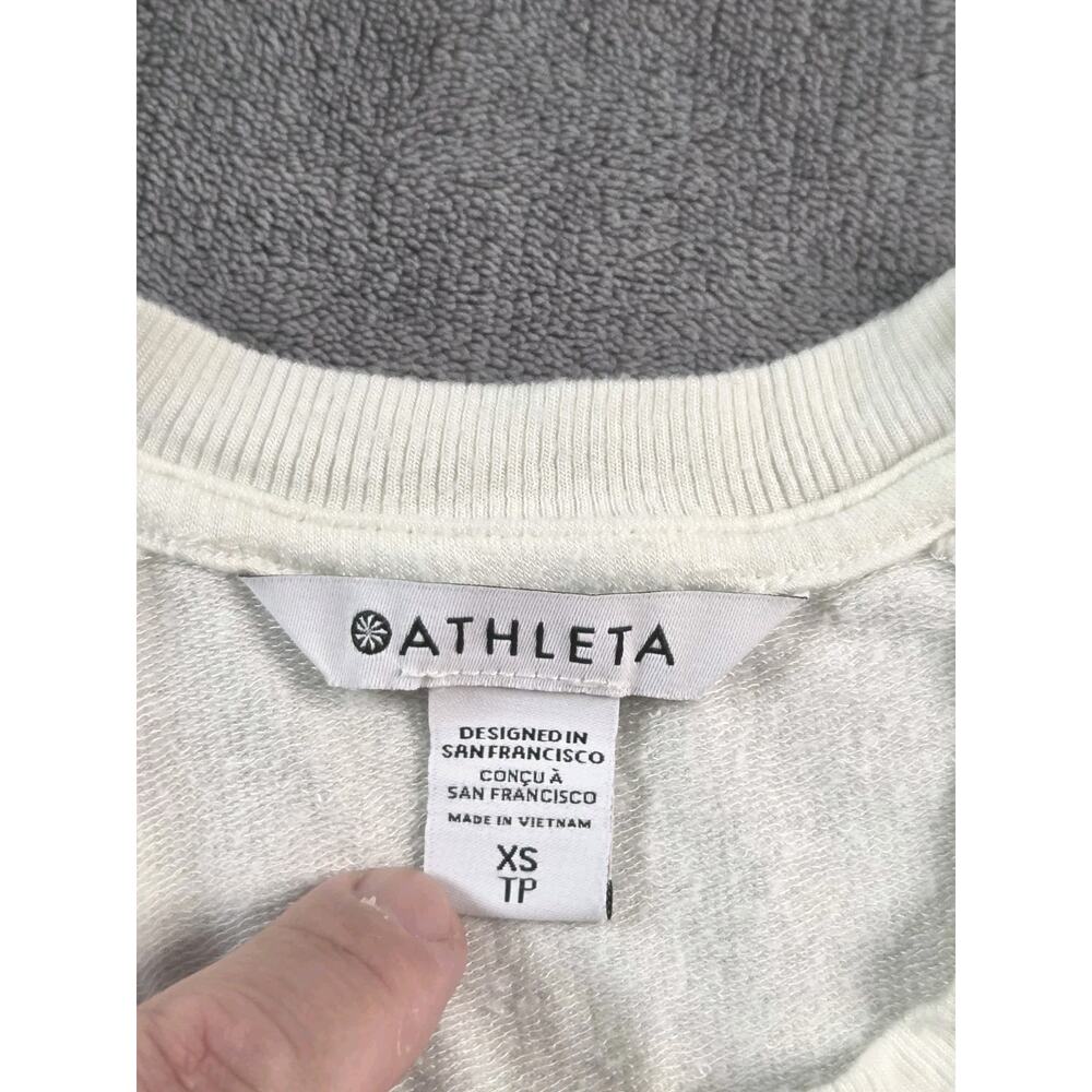 Athleta Women's Size XS White Crew Neck Top Relaxed Fit Yoga Long Sleeve Modal - Picture 5 of 9